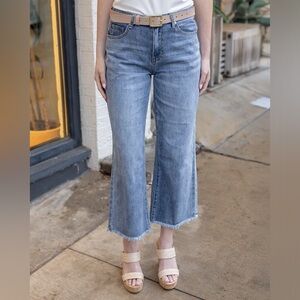 Grace & Lace Mel’s Favorite Wide Leg Cropped Jeans Mid-Wash Size 14